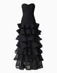 Evelin Tiered Gown in Black
