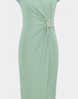 262715 Joseph Ribkoff midi dress with trim buckle detail