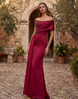 OFF-SHOULDER LONG MOTHER OF THE BRIDE SHEATH DRESS - 262M7278