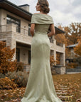 OFF-SHOULDER LONG MOTHER OF THE BRIDE SHEATH DRESS - 262M7278
