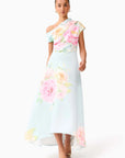 Harper Asymmetrical Gown in Baby Blue Floral