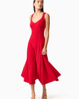 Lila A-Line Midi Dress in Red