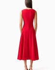 Lila A-Line Midi Dress in Red