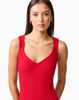 Lila A-Line Midi Dress in Red