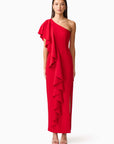 Lila Asymmetrical Gown in Red
