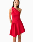 Lila Asymmetrical Mini Dress in Red