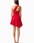 Lila Asymmetrical Mini Dress in Red