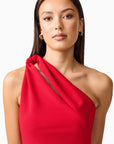 Lila Asymmetrical Mini Dress in Red