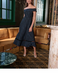 Signature | Foil-Textured Jacquard Off-Shoulder Fit and Flare Dress
263742