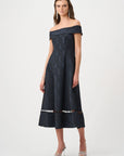 Signature | Foil-Textured Jacquard Off-Shoulder Fit and Flare Dress
263742