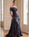 Off-Shoulder Jacquard Sheath Gown – 261M6444