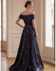 Off-Shoulder Jacquard Sheath Gown – 261M6444