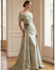 Off-Shoulder Jacquard Sheath Gown – 261M6444