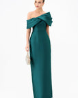 Weiss Asymmetric Off Shoulder Gown