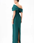 Weiss Asymmetric Off Shoulder Gown