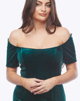 Z0388Off the shoulder velvet gown