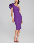 Lux Twill One-Shoulder Sheath Dress