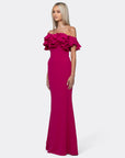 Waverly off shoulder ruffle gown