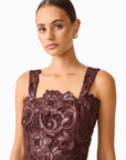 Novelle Column Midi Dress in Brown