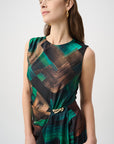 Abstract Print Satin Sheath Dress Style 264202