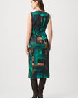 Abstract Print Satin Sheath Dress Style 264202