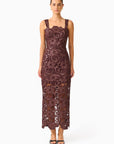 Novelle Column Midi Dress in Brown