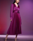 Satin Pleated Midi Dress