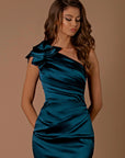 NBM1015 One Shoulder Satin Dress by Nicoletta