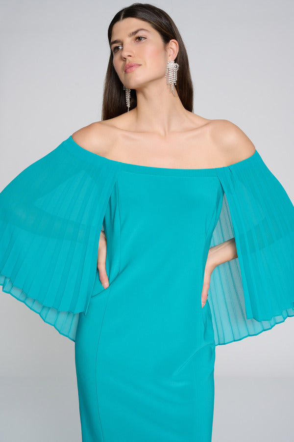 sachin and babi light blue dress Navy Coast Strapless Maxi Dress With Pleated Chiffon Cape