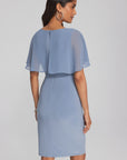 Silky knit sheath dress with chiffon cape