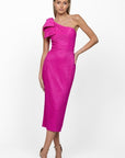 Kindra one shoulder bow midi
