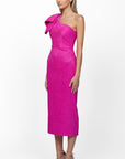 Kindra one shoulder bow midi