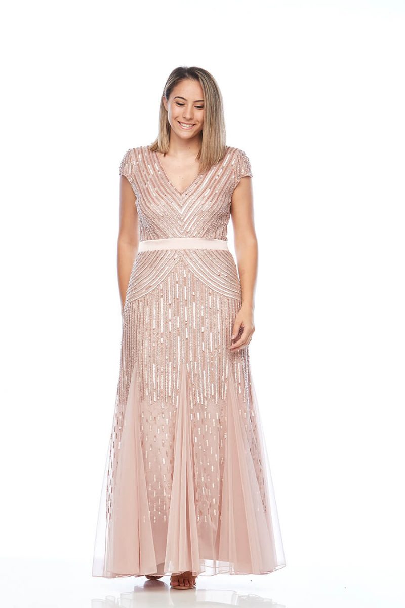 Cap Sleeve Beaded Gown Z0002