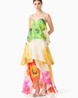 LILIA TIERED GOWN IN FLORALMULTI