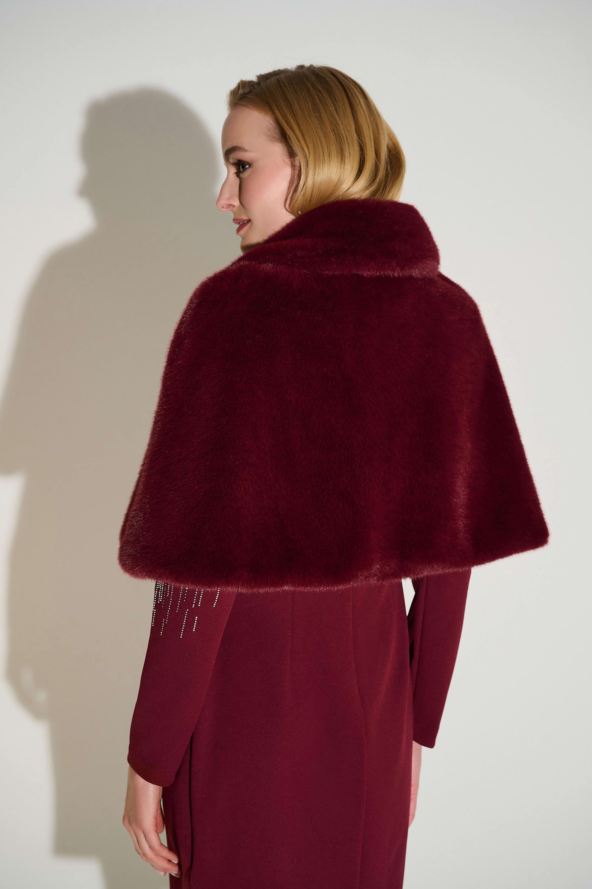 Signature | Faux Fur Cape with Crystal Brooch
253749