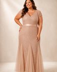 Cap Sleeve Beaded Gown Z0002