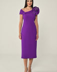 7016 midi rosette trim dress