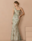 21089 One Shoulder Bead Embelished Maermaid Gown