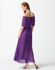 Chiffon Off-The-Shoulder Pleated Dress