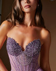 Ladivine J903 - Sheath Skirt Strapless Beaded Gown