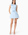 REINA 3D FLORAL MINI DRESS IN SKYBLUE