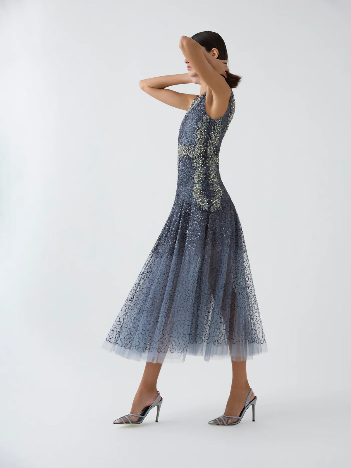 Grace A-Line Gown - Blue Gunmetal