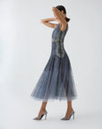 Grace A-Line Gown - Blue Gunmetal