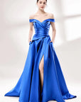 TAYLAH GOWN Off - Shoulder Satin Prom Gown