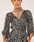 CLOUDLAND WRAP DRESS IN BLACK WHITE SPOT