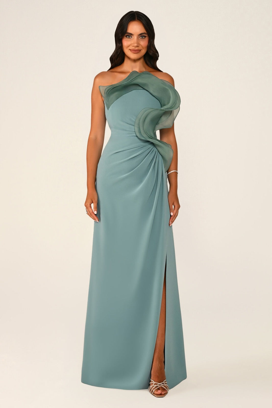 Strapless Ruffle Gown