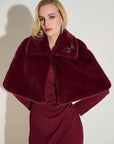 Signature | Faux Fur Cape with Crystal Brooch
253749