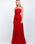 Amaia pleated strapless ball gown