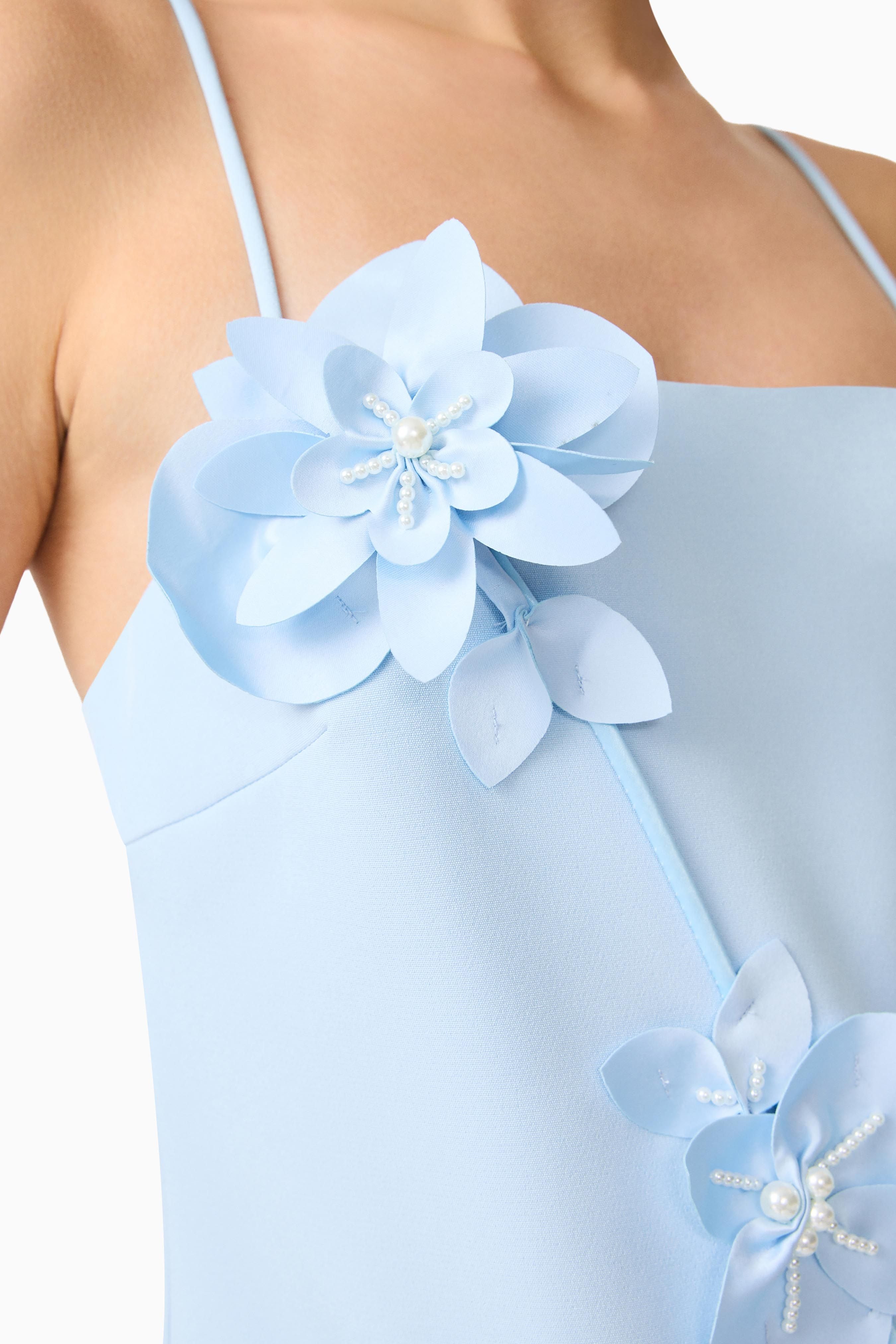 REINA 3D FLORAL GOWN IN SKYBLUE