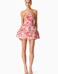 Floralie Strapless Mini Dress in Pink Floral